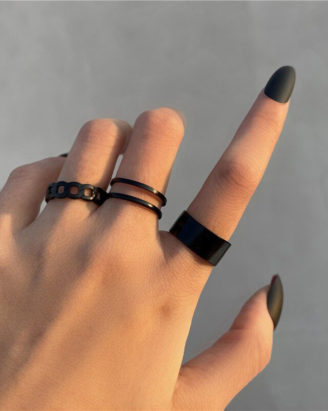 Crescent Moon Ring, Black Tourmaline Ring, Sterling Silver Ring for Women,  Celestial Witch Jewelry, Teardrop Ring, Statement Boho Jewelry - Etsy