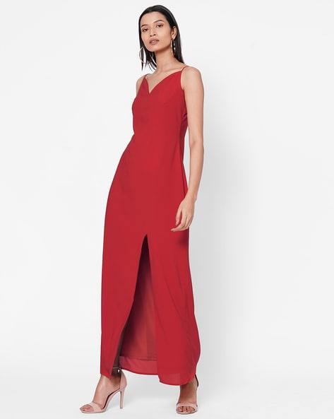 SATIN SIDE SLIT SPAGHETTI STRAPS MAXI DRESS NEW ARRIVALS – BEYOU Apparel  and Accessories