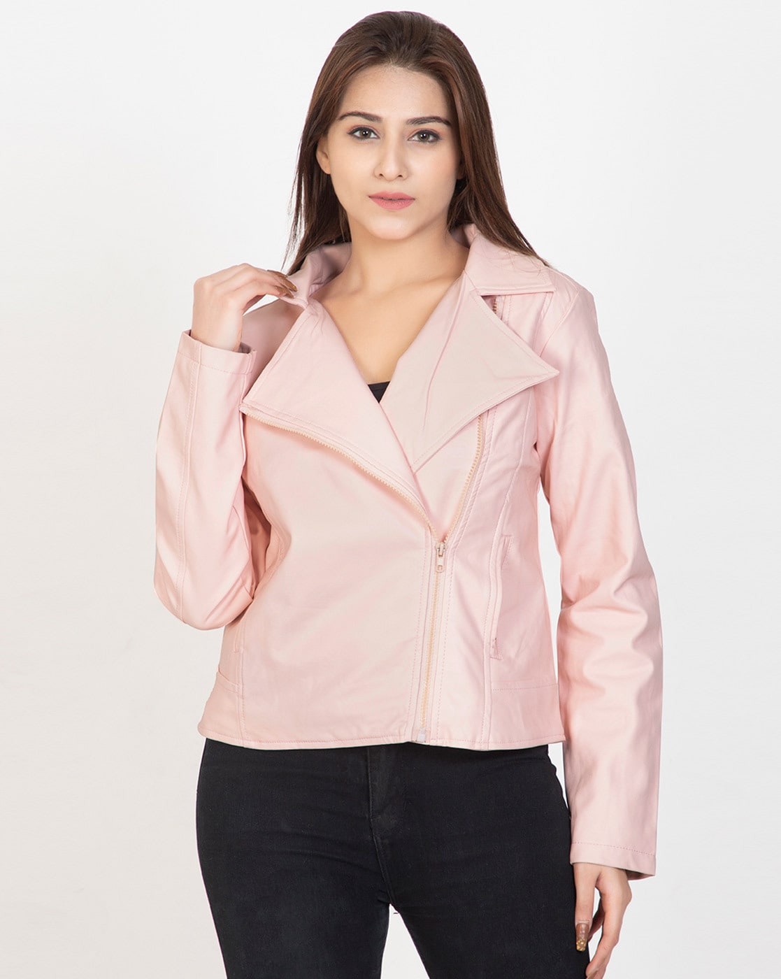 Trendy Ferrari Pink Leather Jacket | Women's Pink Leather Jacket