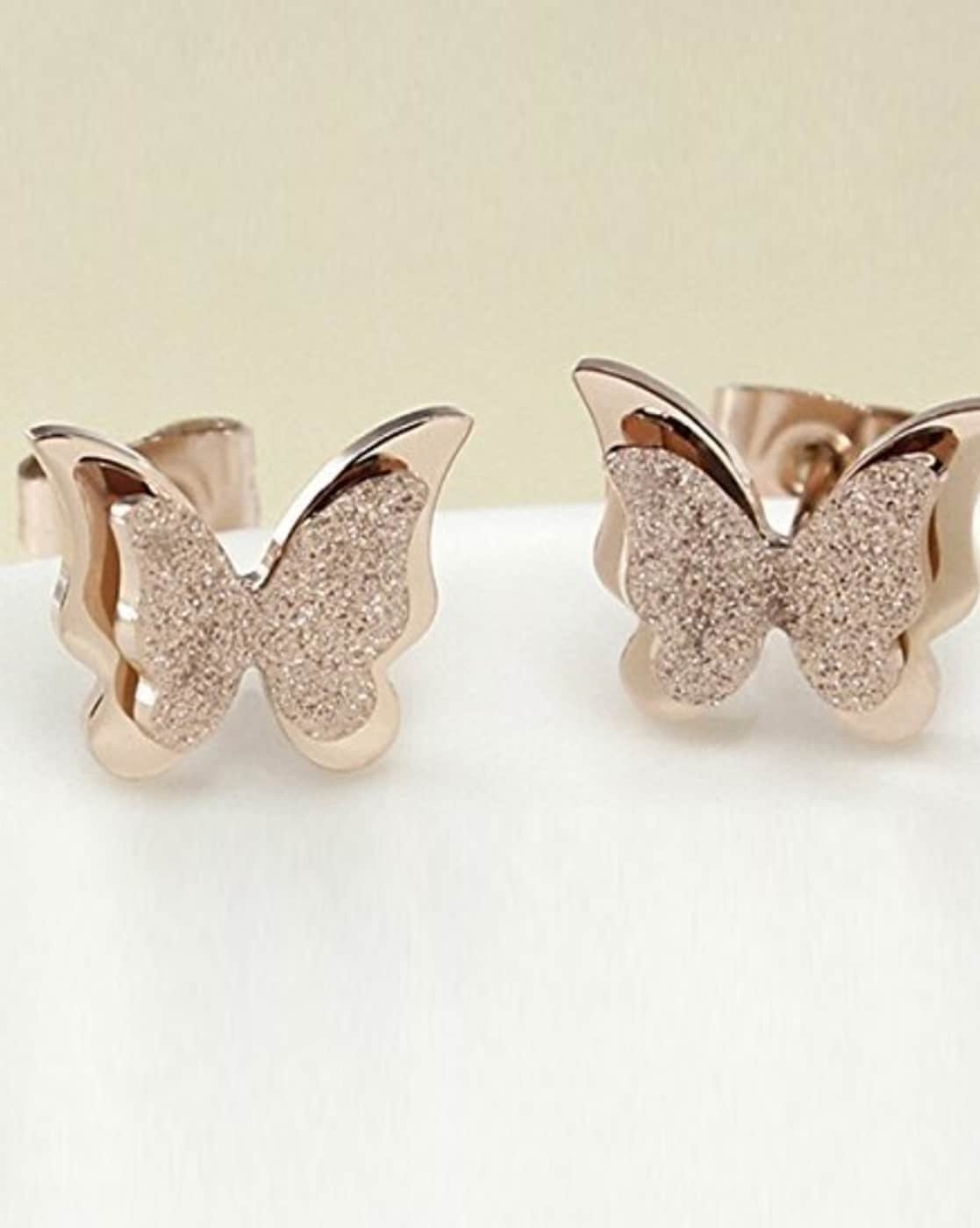 Butterfly earrings deals rose gold