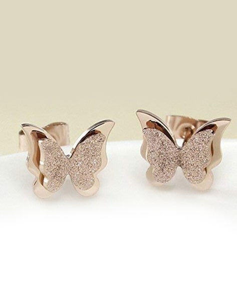 Butterfly Stud Earrings with Crystals in 2023  Butterfly earrings stud  Fancy earrings Small earrings studs