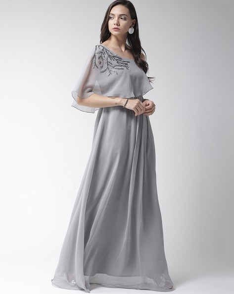 Party Wear Grey Colour Gown Design New | New Design Gown for Party