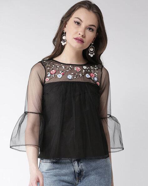 Buy Black Tops for Women by Mish Online | Ajio.com