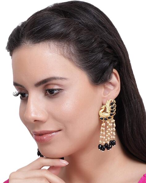 Earrings : Alloy gold plated kundan pearl jhumka earrings