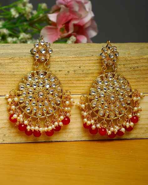 Latest Bollywood Style Gold Plated Indian Kundan Chand Bali Earrings  Jewelry Set | eBay