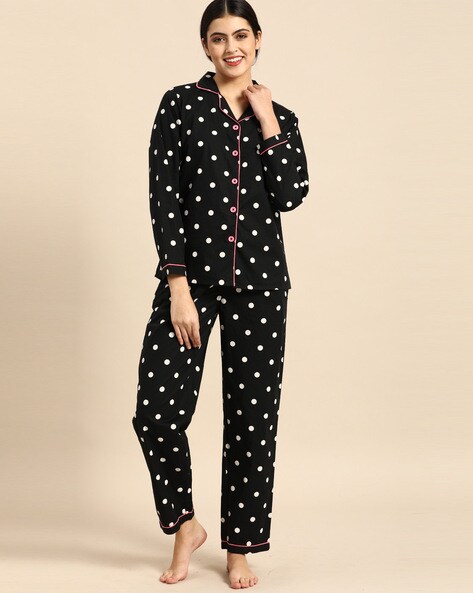 Black cotton best sale pyjama set