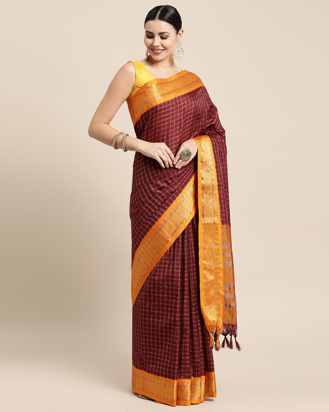 Buy Maroon Sarees for Women by GRIVA DESIGNER Online