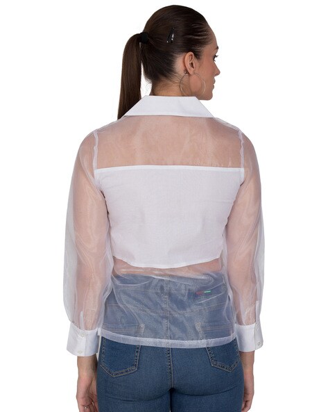 transparent white shirt for ladies online