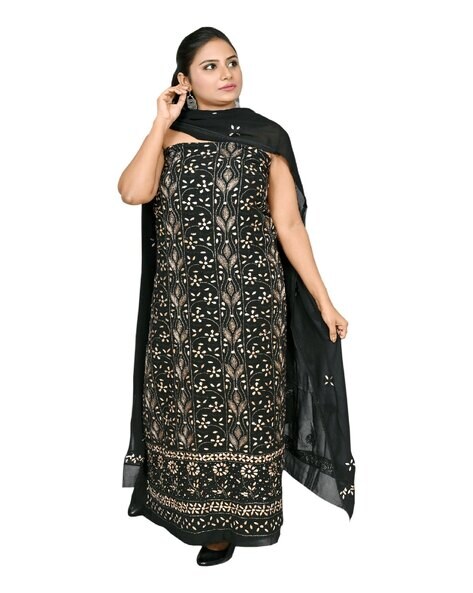 Embroidered Unstitched Dress Material Price in India