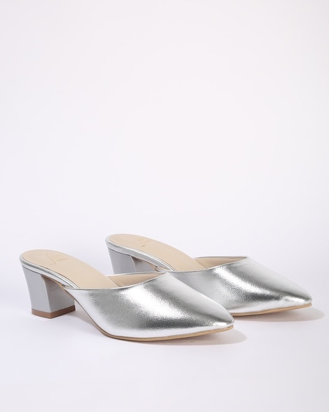 Perfect Bridal Robyn Ivory Satin and Silver Glitter Block Heels