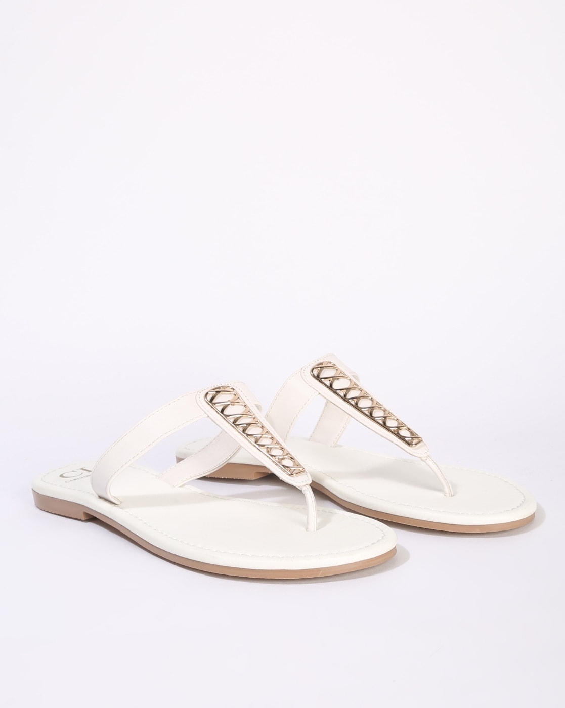 Buy online Women White Embellished Slip On Sandal from flats for Women by  Styli for ₹349 at 70% off | 2024 Limeroad.com