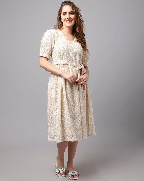 Buy Cream Dresses for Women by Tulsattva Online 