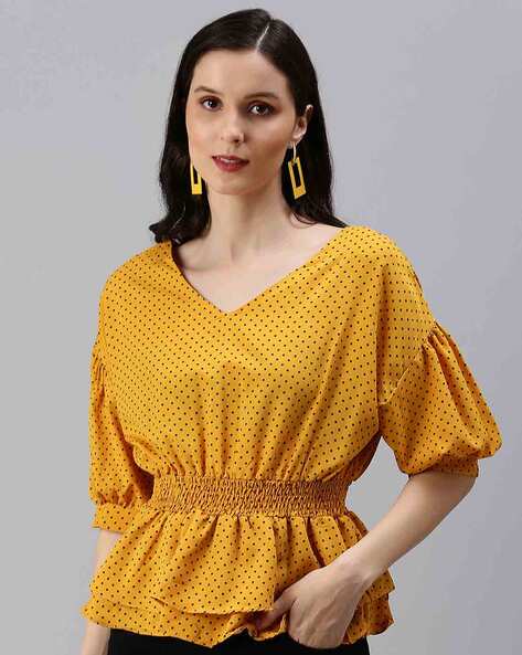 Mustard sales spotty blouse