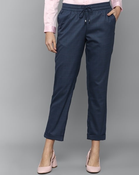Buy ALLEN SOLLY Textured Regular Fit Polyester Womens Formal Wear Trousers  | Shoppers Stop