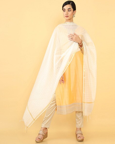 Checked Dupatta with Tassels Price in India