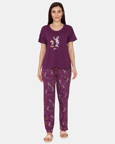 Tom & Jerry Print T-shirt & Pyjama Set