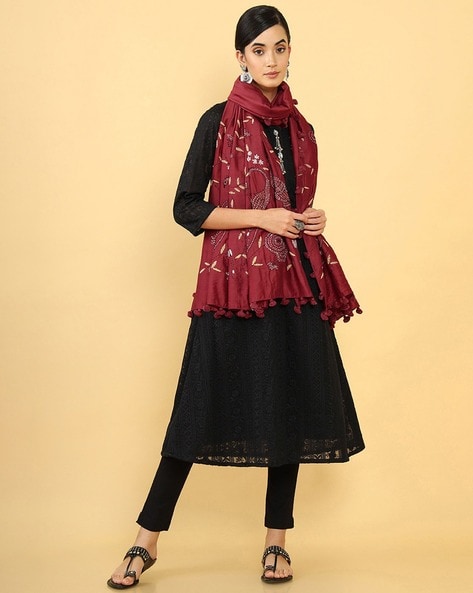 Embroidered Dupatta with Tassels Price in India