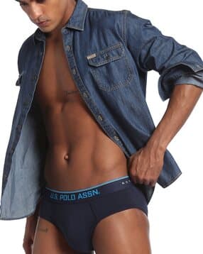 Briefs with Brand Print Waistband-image-0