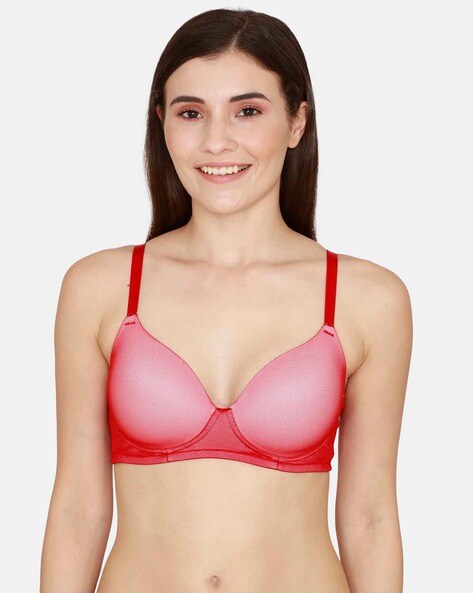Buy PrettyCat Padded Non Wired 3/4th Coverage T-Shirt Bra - Red at