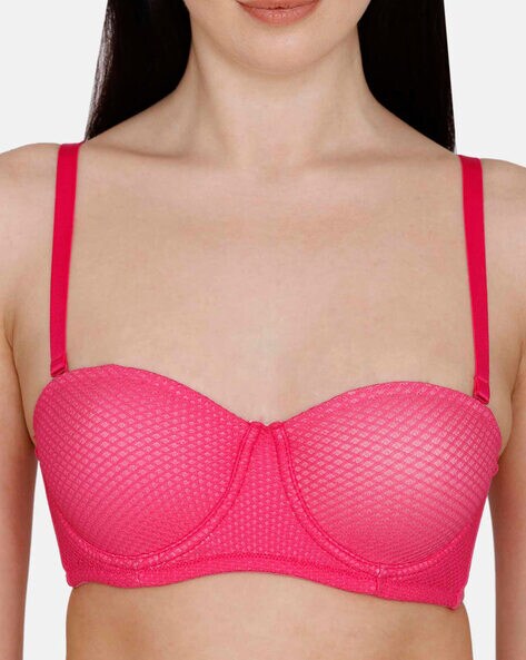 Buy Zivame Embossed Mesh Padded Wired 3/4th Coverage Strapless Bra -  Seaport at Rs.999 online