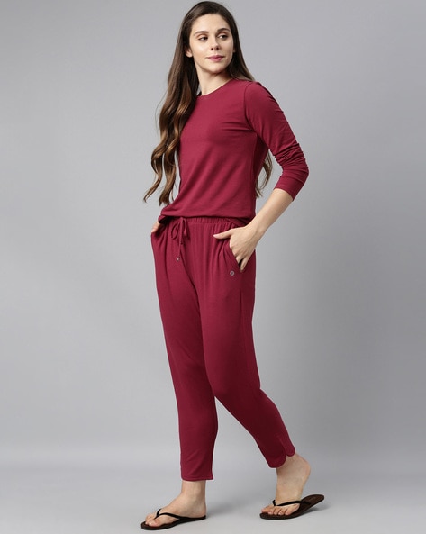 Buy Burgundy Track Pants for Women by Enamor Online