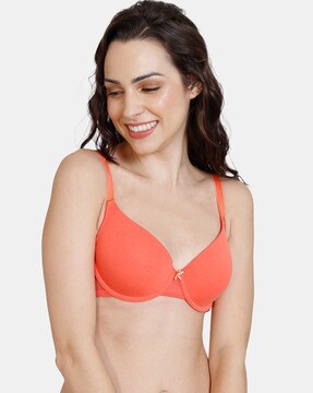 Buy Zivame Red Solid Non Wired Lightly Padded T Shirt Bra - Bra