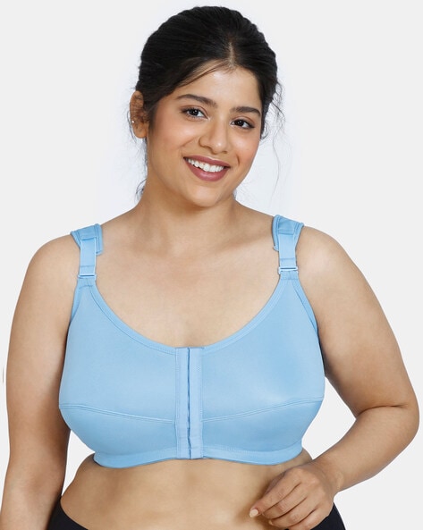 Buy CLOVIA Blue Womens Lace Non Padded Non Wired Front Open Bra