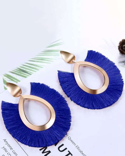 Buy Handmade Multi-blue Tassel Earrings Online in India - Etsy