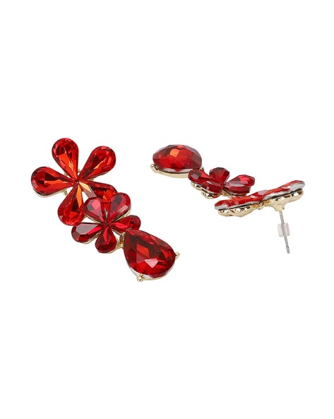Hot Pink flower handmade earrings, Beaded Flower earrings, Magenta Pink  Earrings (19)