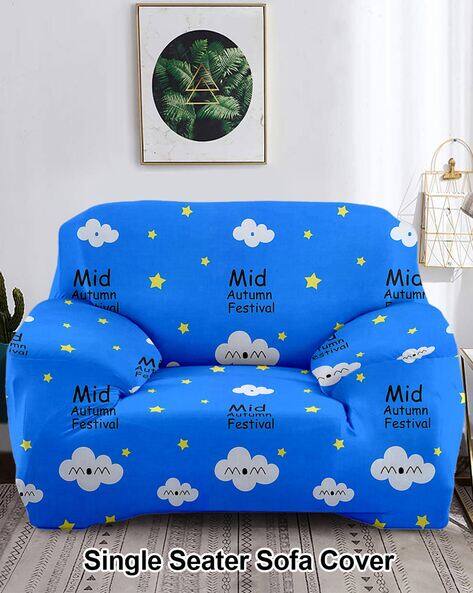 Cortina Eyelet Curtain Typographic Print Single Seater Sofa Cover