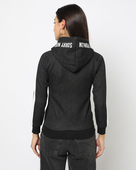 Fashion black zip hoodie women's