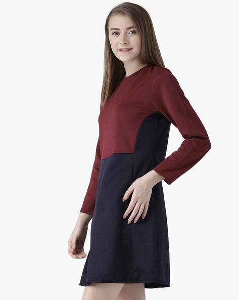 Maroon and hot sale navy blue dress