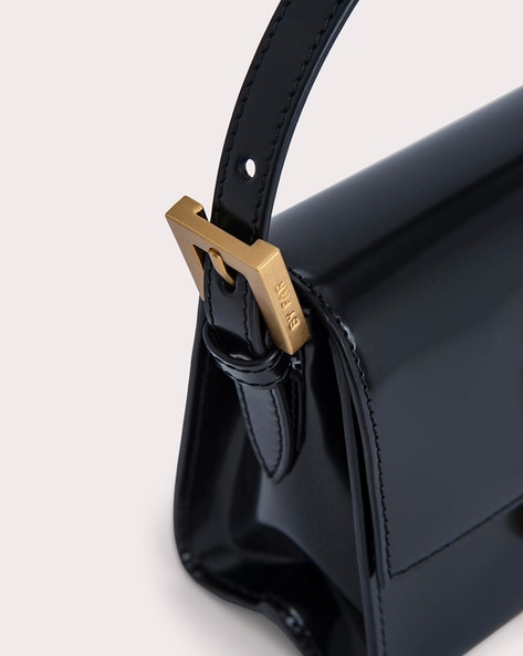 Faux Patent Leather Crossbody Bag