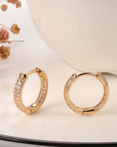 Gold Plated Trendy Alternating Stone Hoop Earrings – Giorgio Bergamo