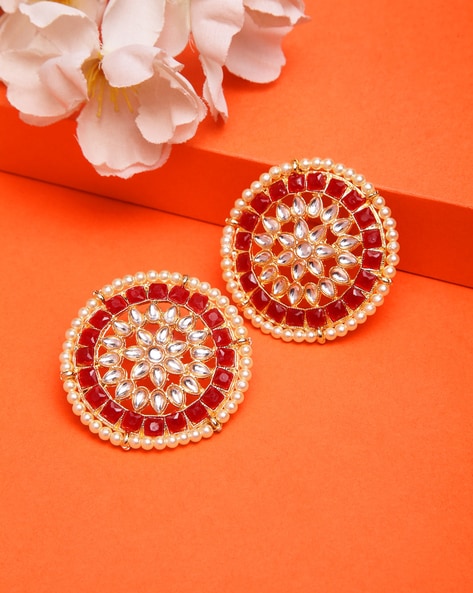 Red and clearance white stone earrings