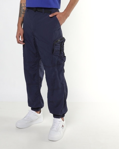 Men Contrast Panel Drawstring Cargo Pants | Blue cargo pants, Cargo trousers,  Cargo pants