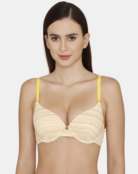 Buy Zivame Blue Striped Medium Coverage Under-Wired Push-up Bra