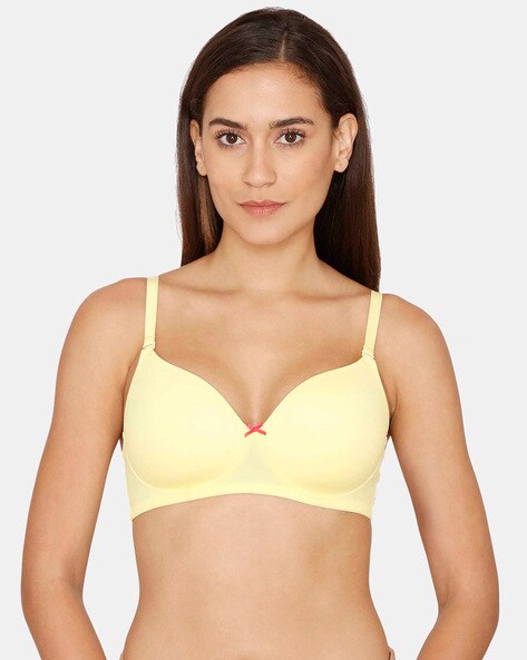 Buy Rosaline by Zivame Yellow Printed Half Coverage T-Shirt Bra