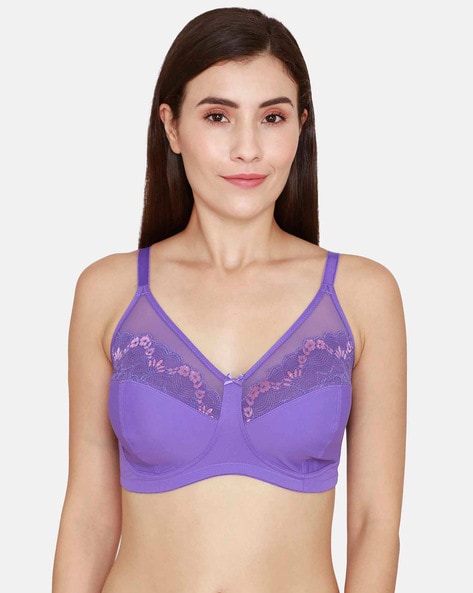 Lace Panelled T-shirt Bra with Adjustable Straps