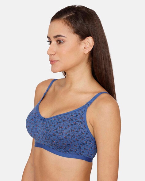 Buy Rosaline by Zivame Blue Printed Non-Padded T-Shirt Bra for