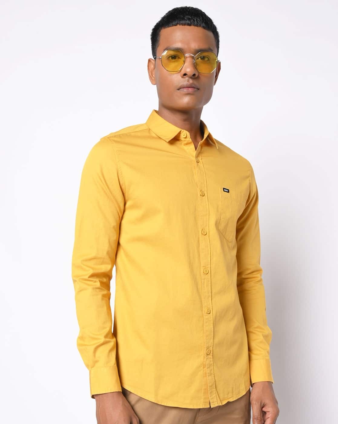 mustard yellow long sleeve shirt mens