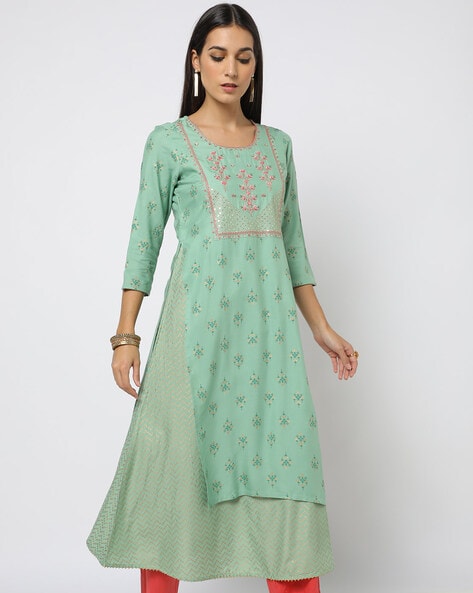 Buy online Green Colored Kurta Palazzo Set from ethnic wear for Women by  Avaasa Mix 'n' Match for ₹1299 at 28% off | 2024 Limeroad.com