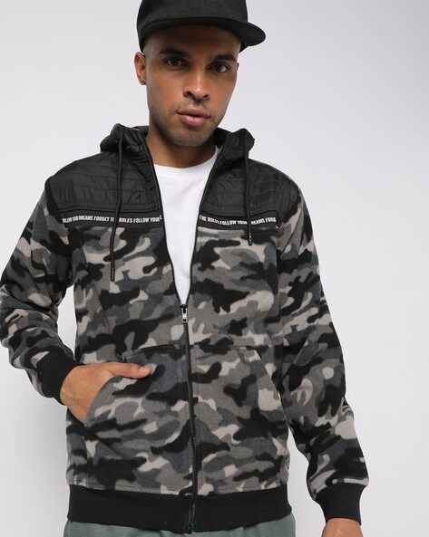 Mens camo zip store up hoodie