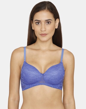 Buy Rosaline Padded Non Wired 3/4th Coverage Lace Bra - Sharp Green at  Rs.405 online