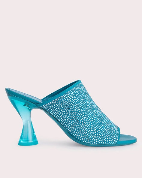 Blue discount heeled mules