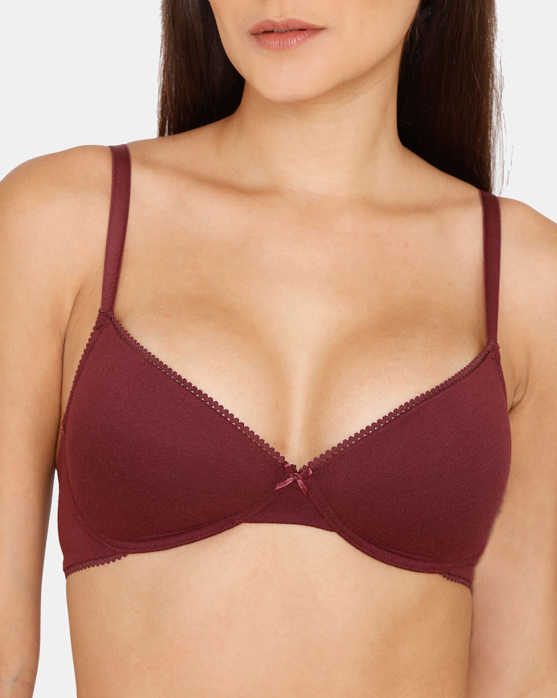 Buy PrettyCat Padded 3/4Th Coverage Lace Bra Bra - Maroon at Rs.320 online