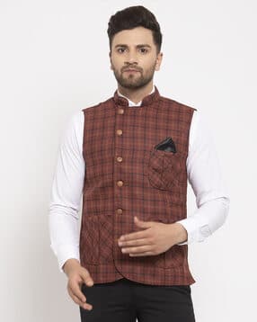 klotthe Checked Nehru Jacket-picture-30