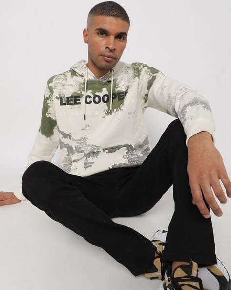 Brand Print Hoodie with Kangaroo Pocket