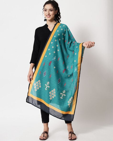 Printed Stole with Contrast Border Price in India