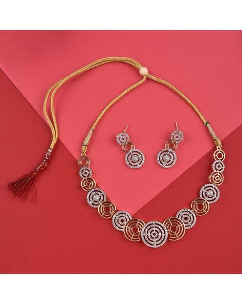 Stone-Studded Necklace & Earrings Set